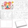 100 Pcs Mother's Day Crafts Color Your Own Cards Gifts from Kids 4 Styles 4 x 6 Inch Flower Heart Bear Elephant Love Mom Happy Mother's Day Postcards Greeting Activity DIY