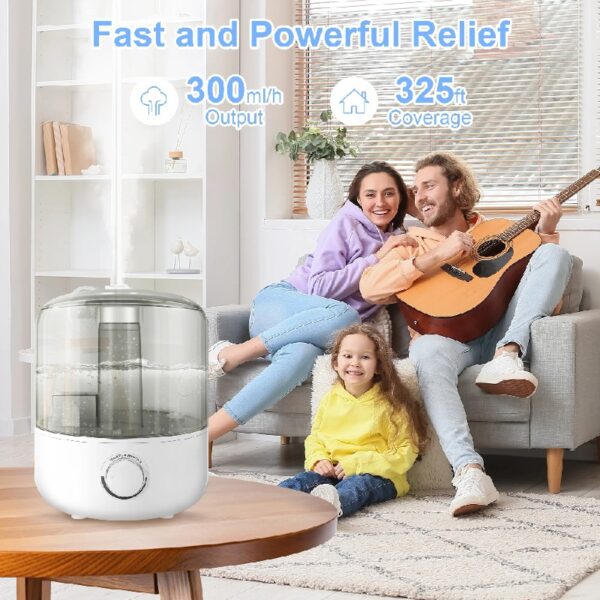 Humidifiers for Bedroom, Ultra Quiet Cool Mist Humidifier for Baby, Ultrasonic Air Humidifier with Auto Shut off, Adjustable 360° Rotation Nozzles, White