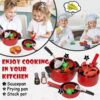Play Food 34 Pcs, Kitchen Set for Kids, Kitchen Toys, Pretend Play Kitchen Accessories, Cutting Toy Food with Pans, Pot and Utensils, Preschool Learning Education Toddler Toys, Gifts for Girls Boys