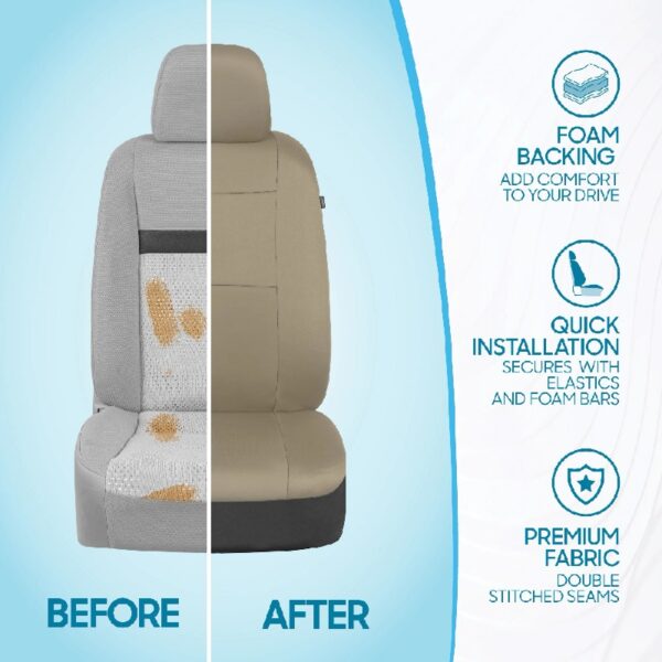 PolyPro Car Seat Covers Full Set in Charcoal on Black – Front and Rear Split Bench for Cars, Easy to Install Cover Set, Accessories Auto Trucks Van SUV