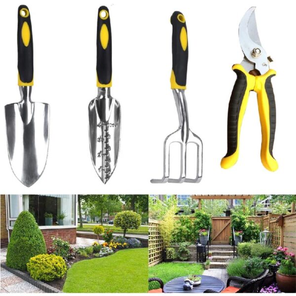 Garden Tools Set 5 Piece Floral Heavy Duty Gardening Tools with Pruning Shears / Hand Trowel / Transplanter / Hand Rake / Gardening Gloves, Delicate Garden Gift