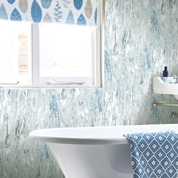 Blue Satellite Seas Peel and Stick Wallpaper, 20.5 in x 18 feet