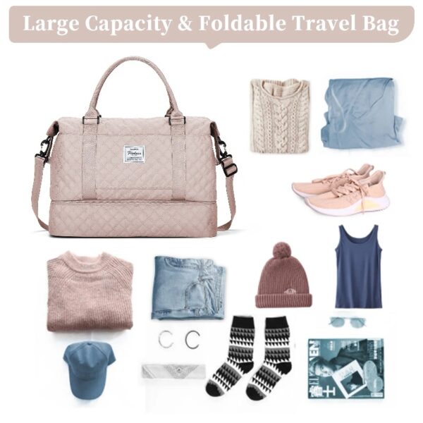 ab52ab9671b34ac995fdb32d0176b010 Weekender Bags for Women, Travel Duffel Bags with Shoe Compartment,Personal Item Travel Bag for Airlines, Carry on Overnight Tote Bag for women,Beige&Brown