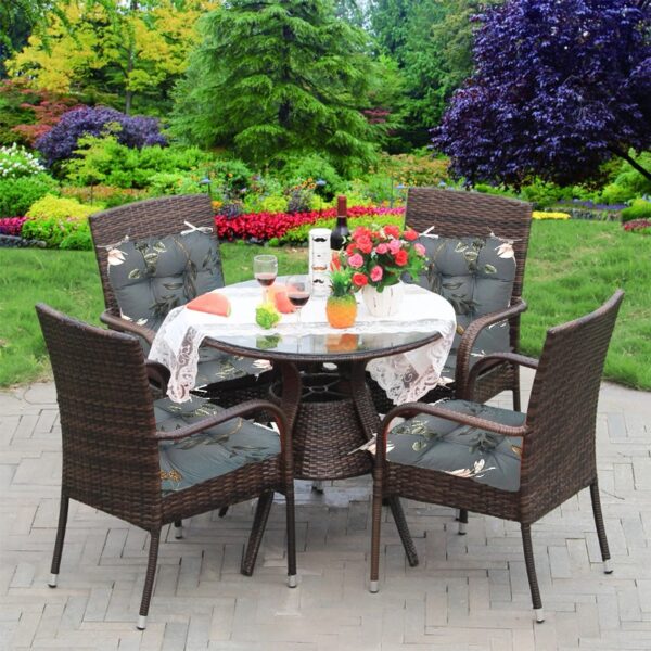 Outdoor Patio Cushion, Rocking Chair Cushion Set, Tufted Pads, Set of Upper and Lower with Ties Pack of 2 (2 Sets) - Back 21
