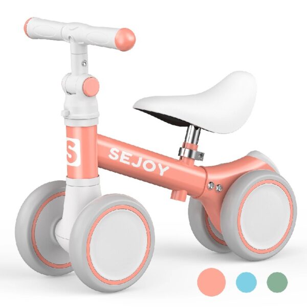 Baby Balance Bike, Toddler Baby Bicycle with 4 Wheels for 10-36 Months, Adjustable Handlebar Baby Outdoor Bike Riding Toy, First B-day Gift