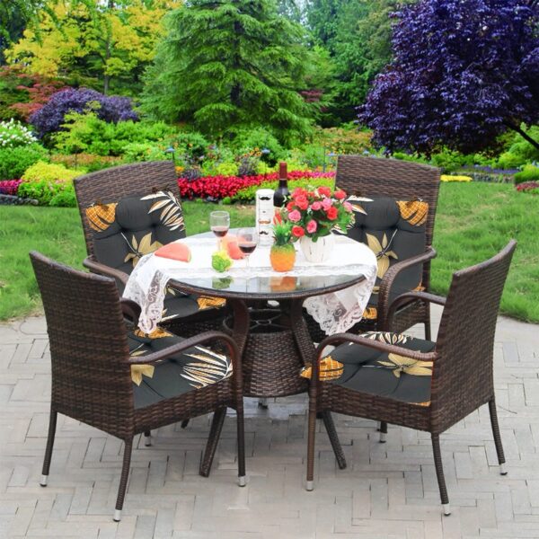 Outdoor Patio Cushion, Rocking Chair Cushion Set, Tufted Pads, Set of Upper and Lower with Ties Pack of 2 (2 Sets) - Back 21