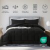 Queen Size 3-Piece All-Season Down Alternative Comforter Set Deep Black | Comforter + Pillow Cases Bedding Set | Hotel Grade Bed in a Bag by