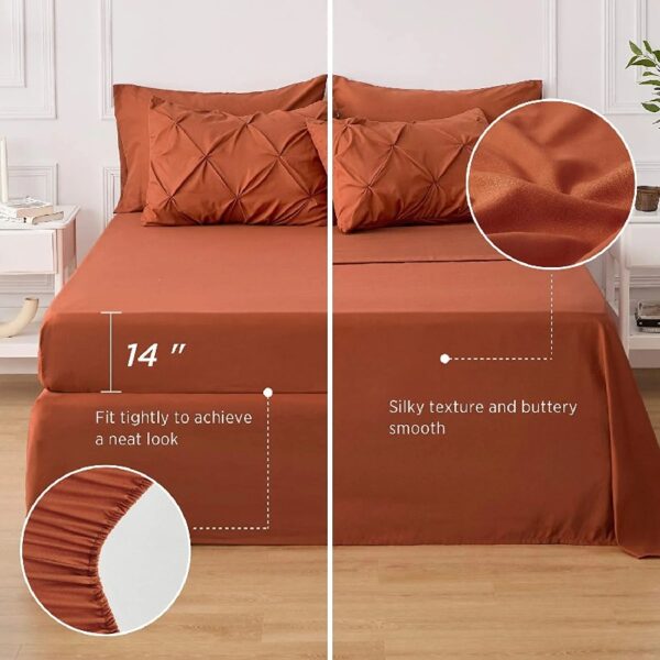 Dorm Bedding Twin Comforter Set - 5 Pieces Pintuck Bed in A Bag with Comforters, Sheets, Pillowcases & Shams