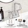 Bathroom Sink Faucet, 4 inch Matte Black Bathroom Faucets with Pop-up Drain and Supply Lines, Stainless Steel 2-Handle Centerset Faucet for Bathroom Faucet 3 Hole