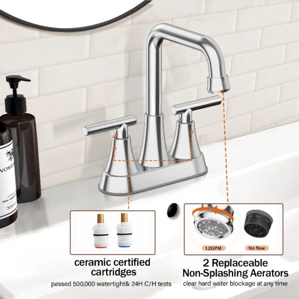 Bathroom Sink Faucet, 4 inch Matte Black Bathroom Faucets with Pop-up Drain and Supply Lines, Stainless Steel 2-Handle Centerset Faucet for Bathroom Faucet 3 Hole