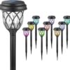 10 Pack Solar Lights Outdoor Decorative, Solar Pathway Lights Outdoor, Solar Powered Garden Yard Lights for Walkway Sidewalk Driveway. (Brown, Cool White)