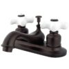 Water Saving Restoration Centerset Lavatory Faucet with Porcelain Cross Handles, Oil Rubbed Bronze