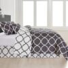 Lux Decor Collection 5 Piece Queen Down Alternative Comforter Set, Washable Duvet Bedding Set - Quatrefoil Navy
