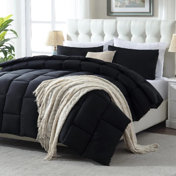 3 Pieces Bed in a Bag Comforter Set Duvet Insert,Reversible,Red/Black,Full Size Comforter Set-200GSM