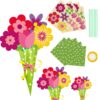 24 Pieces Flower Bouquet Craft Kit Mother'S Day Flower Bouquet Paper Craft Kit Colorful Diy Thankful Gift Craft for Teacher Appreciation Week Spring Handmade Project Classroom Activities