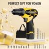 Cordless Drill Set, 12V Power Drill Set Electric Screwdriver Driver Tool Kit for Women, 3/8