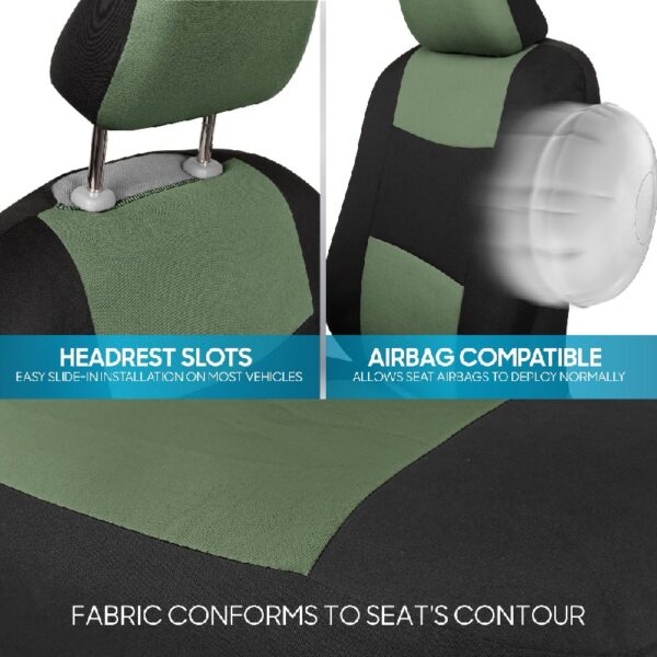 PolyPro Car Seat Covers Full Set in Charcoal on Black – Front and Rear Split Bench for Cars, Easy to Install Cover Set, Accessories Auto Trucks Van SUV