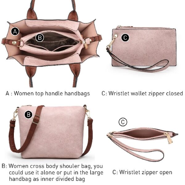 ad22f6957da24846b4dfb32d017882cd Women's 3Pcs Purse Handbag Shoulder Bag Tote Satchel Hobo Bag Briefcase Work Bag for Ladies