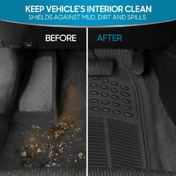 M783 DuraChannel Heavy Duty Rubber Car Floor Mats Liner for Auto - All Weather 3 Piece Set Front & Rear, Fits Car Truck SUV Van, Universal Trim to Fit