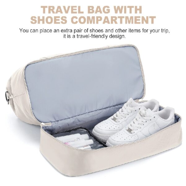 ad75105f1b2b414586e9b32d0176a07b Weekender Bags for Women, Travel Duffel Bags with Shoe Compartment,Personal Item Travel Bag for Airlines, Carry on Overnight Tote Bag for women,Beige&Brown