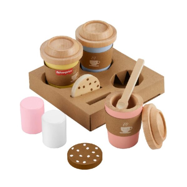 Wooden Coffee to Go Set, 15-Piece Cafe Shop Playset Toddler, Ages 3-5 Years