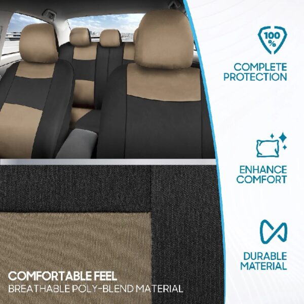 PolyPro Car Seat Covers Full Set in Charcoal on Black – Front and Rear Split Bench for Cars, Easy to Install Cover Set, Accessories Auto Trucks Van SUV