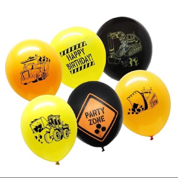 36 Boy'S Construction Balloons Happy Birthday Party Supplies Helium Latex