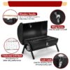 Tabletop Charcoal Grill with Thermometer & Chimney, Small Portable Barbecue Grill for Outdoor Cooking Camping Picnic Backyard Beach - Black