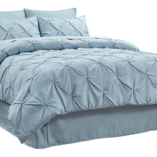 Dorm Bedding Twin Comforter Set - 5 Pieces Pintuck Bed in A Bag with Comforters, Sheets, Pillowcases & Shams