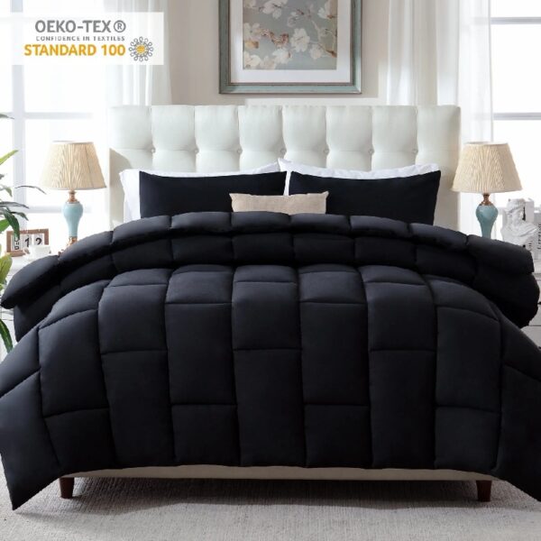3 Pieces Bed in a Bag Comforter Set Duvet Insert,Reversible,Red/Black,Full Size Comforter Set-200GSM