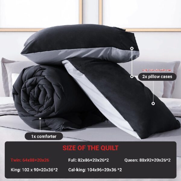3 Pieces Bed in a Bag Comforter Set Duvet Insert,Reversible,Red/Black,Full Size Comforter Set-200GSM