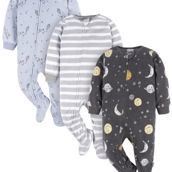 Baby and Toddler Neutral Microfleece Blanket Sleeper Pajamas, 3-Pack, Sizes 0/3M-5T