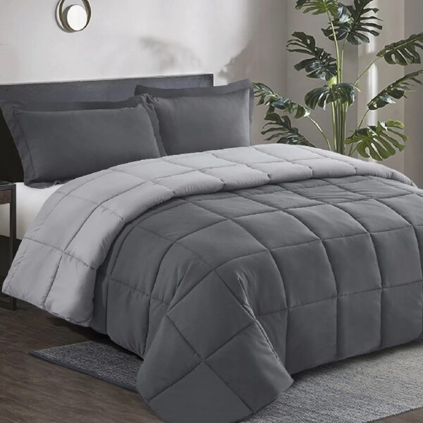 Light Weight Down Alternative Comforter Set, Queen, Green, Reversible