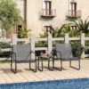 3-PCS Outdoor Patio Furniture Set with Glass Table, Lawn, Gray