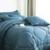 8 PCS Modern Comforter Set with Sheets All Season Bed in a Bag, Black, Queen Size