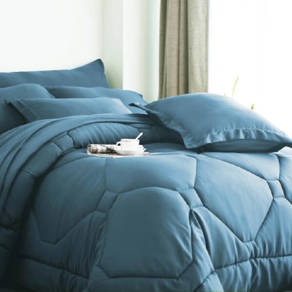 8 PCS Modern Comforter Set with Sheets All Season Bed in a Bag, Black, Queen Size