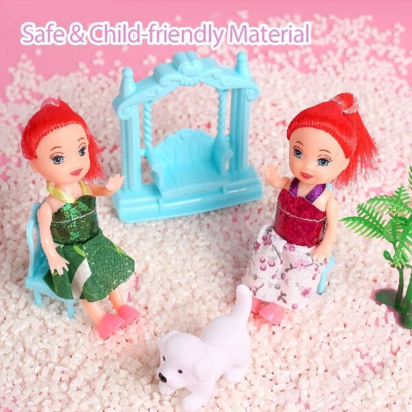 DollHouse with Colorful Light, Pretend Play Toddler Doll House Furniture Sets with 3 Dolls, 9 Rooms DIY , Creative Gift for Girls