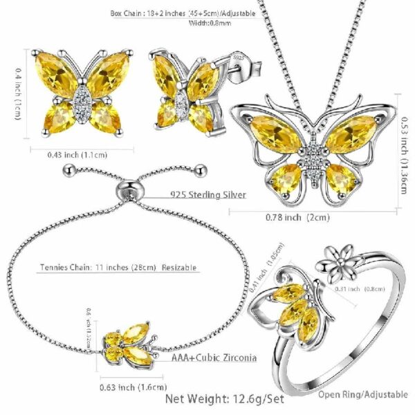 Purple Butterfly Jewelry Amethyst February Birthstone Jewelry Set Fine Necklace/Earrings 925 Sterling Silver Women Birthday Mother's Day Gifts