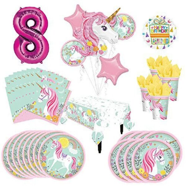 Mayflower Products Magical Unicorn Party Supplies 8 Guests 1st Birthday Balloon Bouquet Decorations