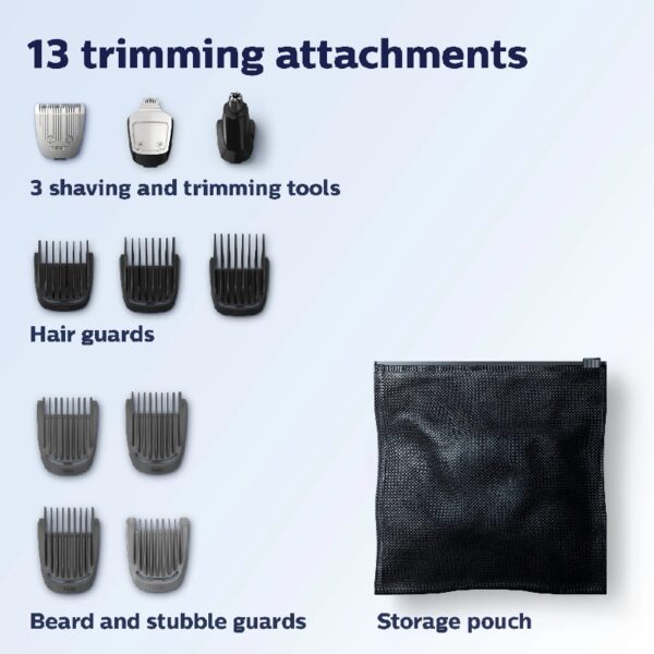 Multi Groomer - 13 Piece Mens Grooming Kit For Beard, Face, Nose, and Ear Hair Trimmer and Hair Clipper - No Blade Oil Needed, MG3750/60