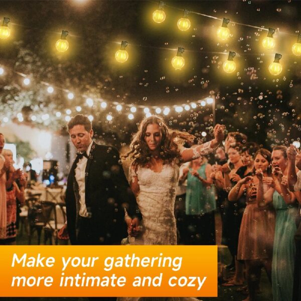 DAYBETTER G40 Outdoor String Lights, Remote Control, 50ft Waterproof Hanging Lights with 8 Lighting Modes, 25 LED Bulbs, for Outside
