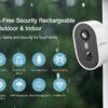 2K Wireless Outdoor Security Camera with Spotlight, Waterproof, PIR Detection, 2.4Ghz Wi-Fi, Rechargeable Battery Powered Home Surveillance Camera with Color Night Vision, 2-Way Audio, White