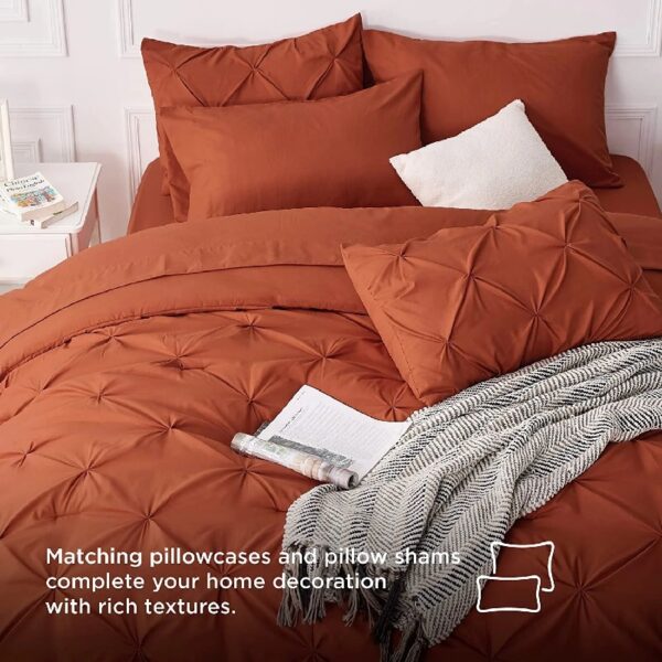 Dorm Bedding Twin Comforter Set - 5 Pieces Pintuck Bed in A Bag with Comforters, Sheets, Pillowcases & Shams