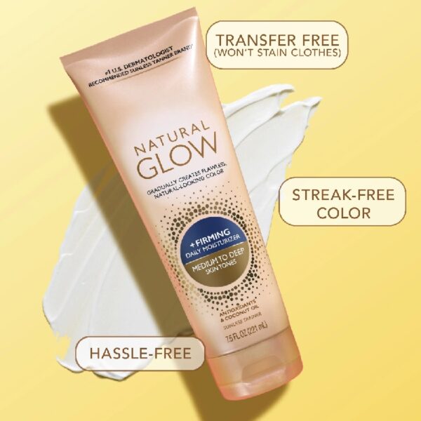 (2 pack) Natural Glow Firming Daily Moisturizer Medium to Tan Sunless Self Tanner Lotion, 7.5 oz