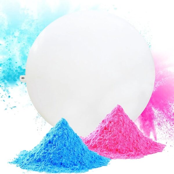 Color Blaze Gender Reveal White Ball with Pink & Blue Colored Powder