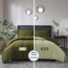Light Weight Down Alternative Comforter Set, Queen, Green, Reversible