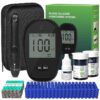 Blood Glucose Monitor Kit, 100 Glucometer Strips, 100 Lancets, 1 Blood Sugar Monitor, 1 Control Solution, Lancing Device and Carrying Bag