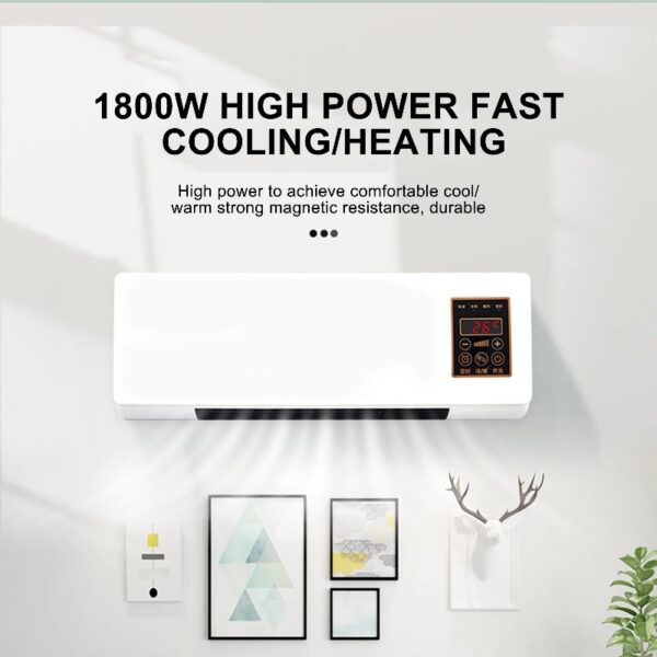 Air Conditioner, Portable Air Conditioners, Wall Mounted Air Conditioner and Fast Heater with Remote for Home Office Bedroom, Energy-saving, 1500W