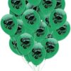 PMU Graduation Balloons 11 Inch PartyTex Premium Emerald Green with All-Over Print White Grad Caps-Confetti and Streamers Pkg/100