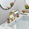 Widespread Bathroom Basin Faucet Crystal Handle Sink Mixer Tap Chrome Finish